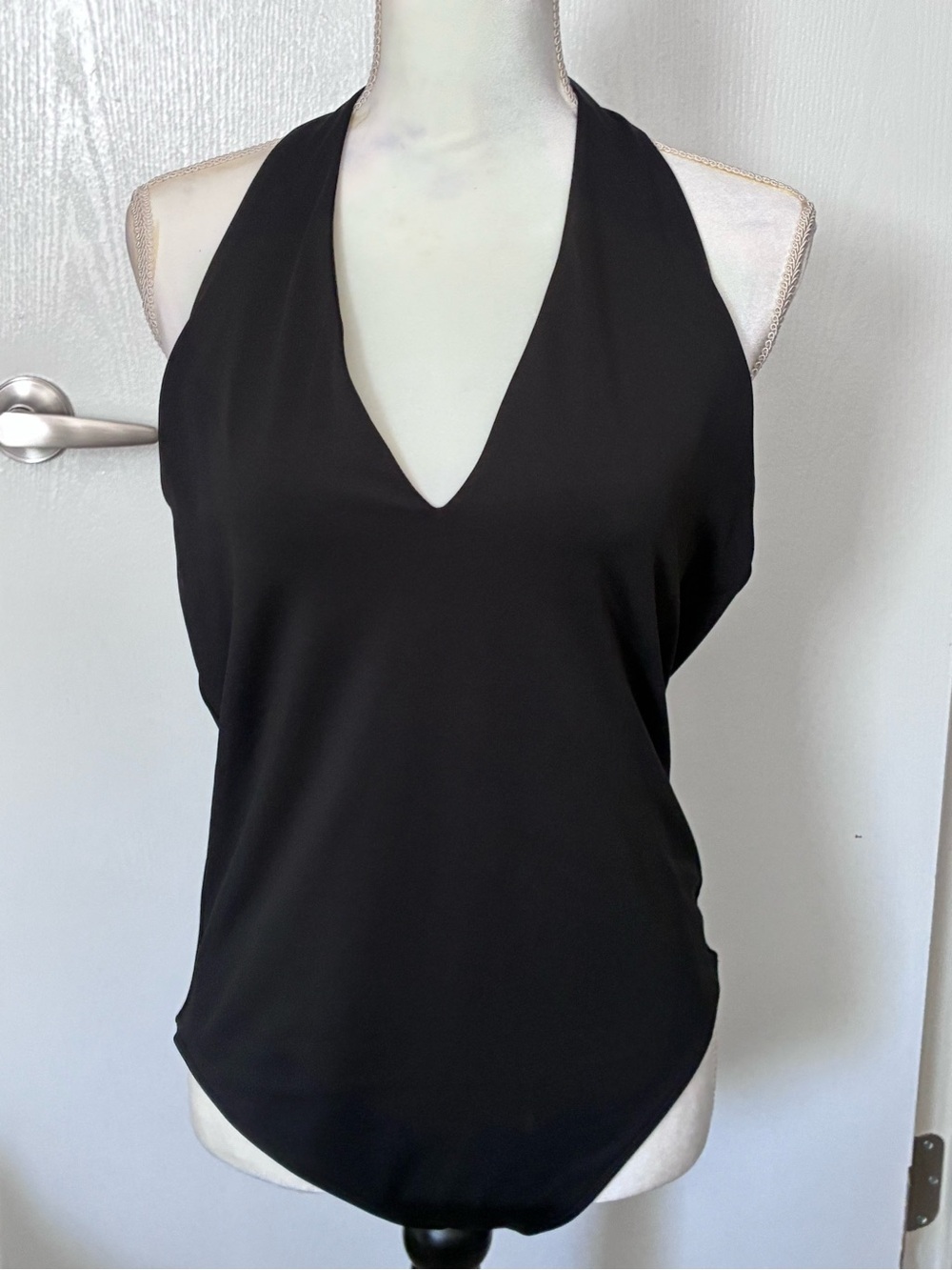 Express Black Halter V-Neck Bodysuit